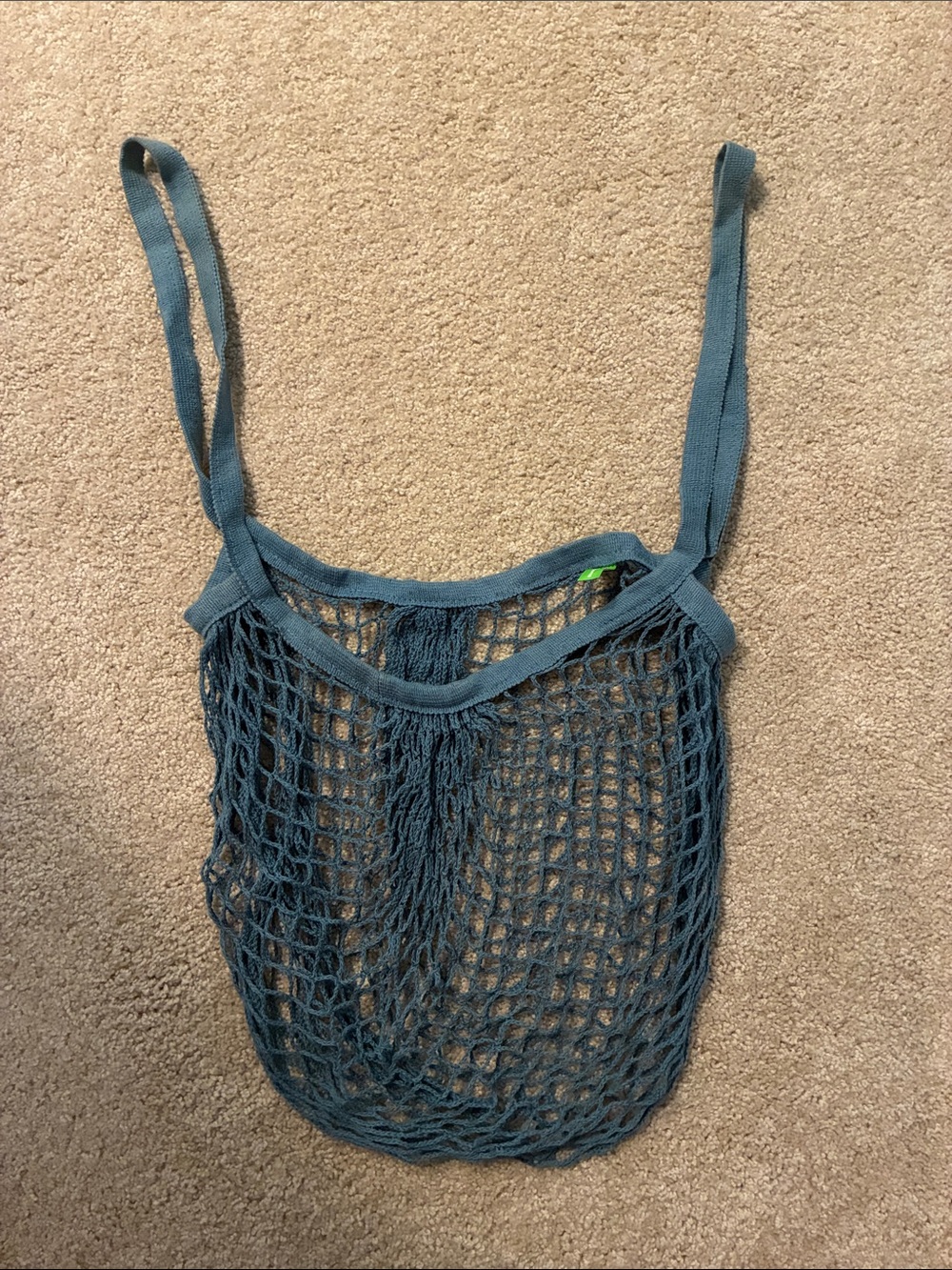 Teal Mesh Market Tote Bag with Shoulder Straps